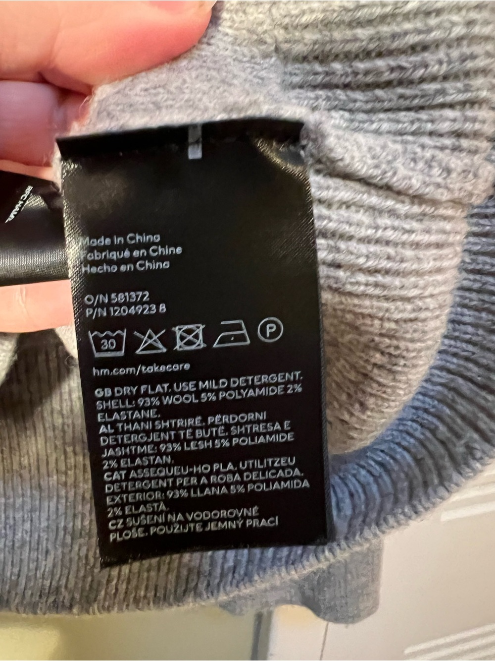 H&M Women’s Sz Small Gray Melange Wool-Blend Mock-Turtleneck Sweater Wide Sleeve - Picture 11 of 11